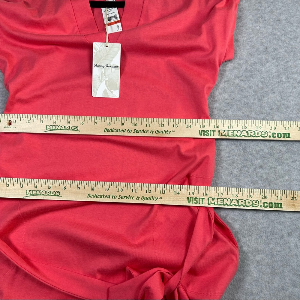 Tommy Bahama Islandscape Jersey Midi Dress NWT Melon Berry V Neck Pockets XS - Picture 14 of 16
